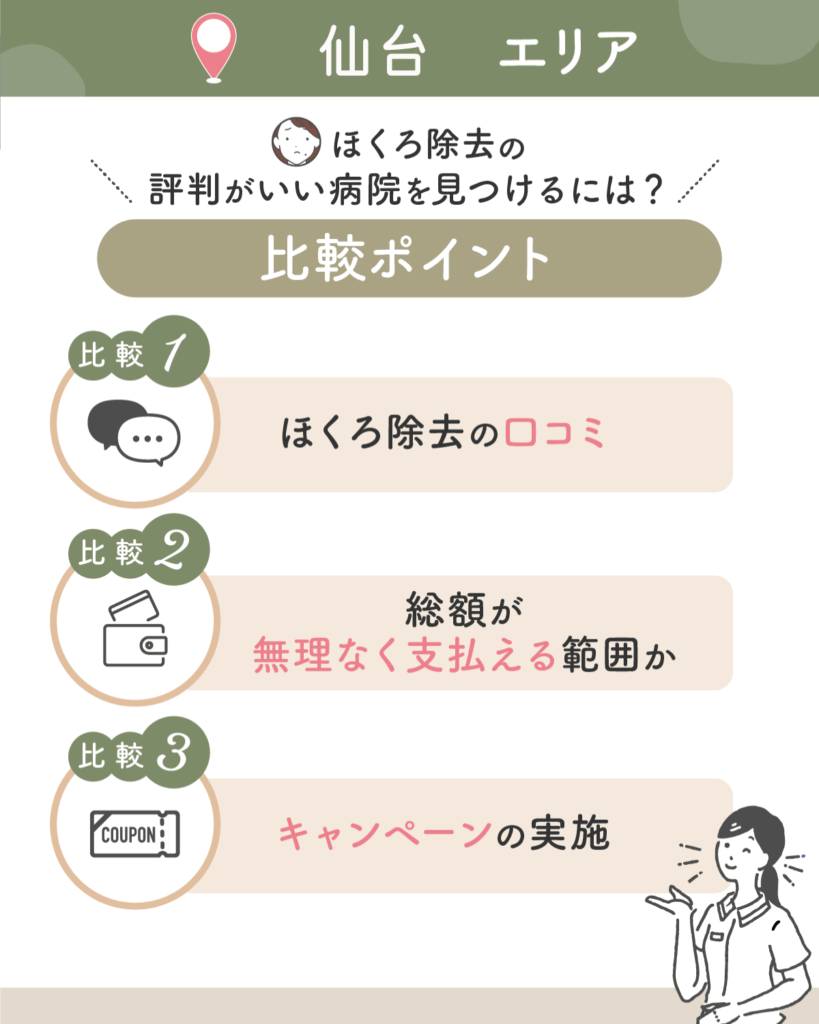 仙台エリアのほくろ除去のおすすめクリニック9選を徹底比較